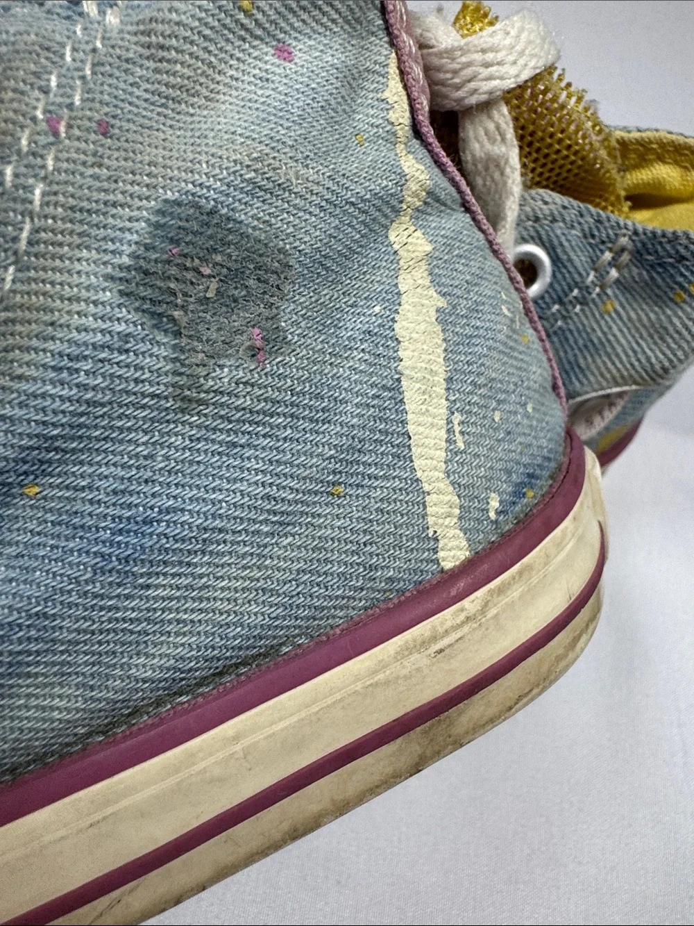 Converse Kids Denim High-Top Sneakers Pink, Purple & Yellow Accents All Star 6